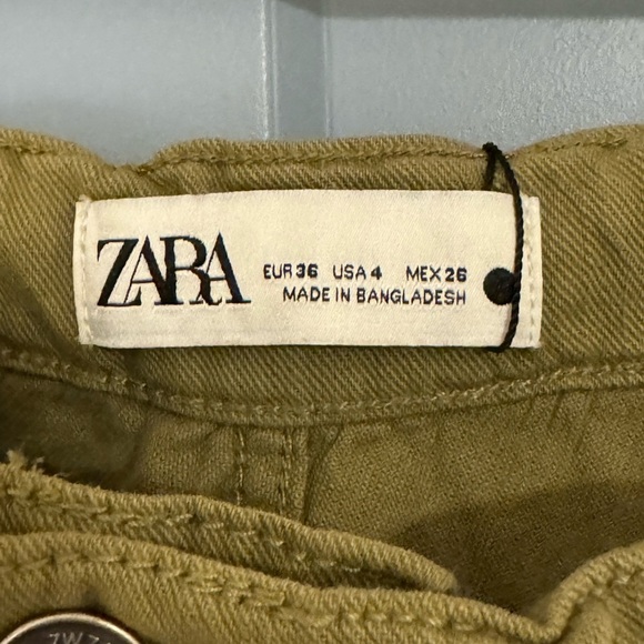 NWT Zara Women’s The Relaxed Daily Cargo Pant Green- US 4 - Picture 3 of 6